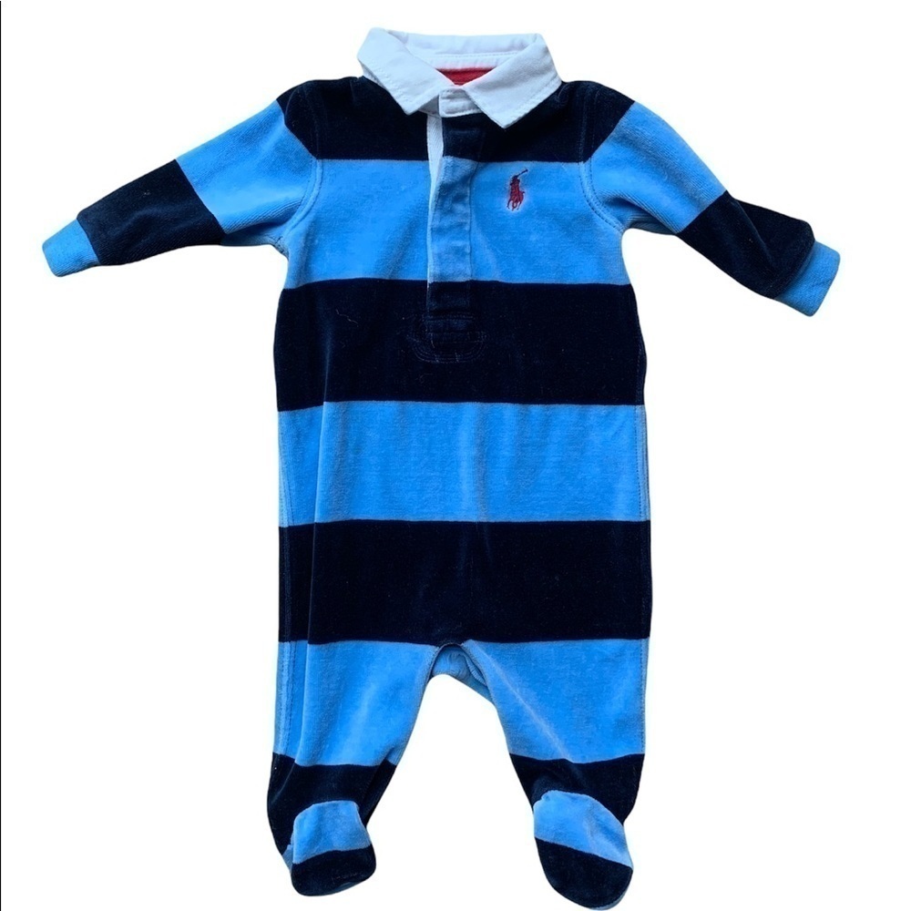 Ralph Lauren striped plush sleeper onsie